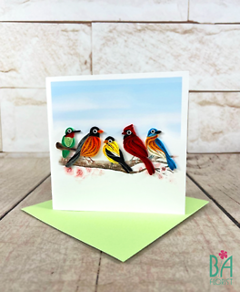 5 Birds Quilling Card