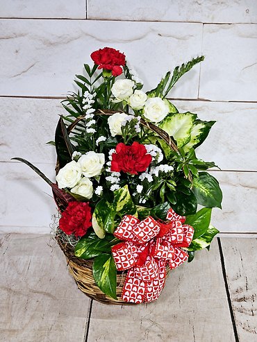 Basket Planter with Fresh Flowers