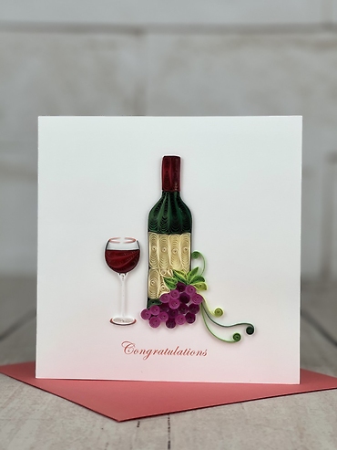 Congratulations and Wine Quilling Card