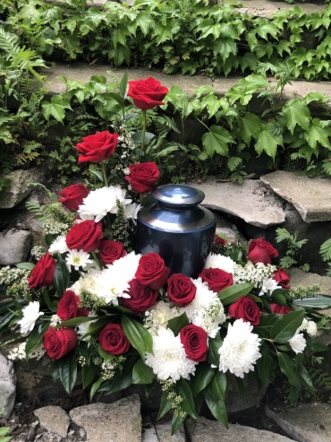 Red and White Urn Memorial