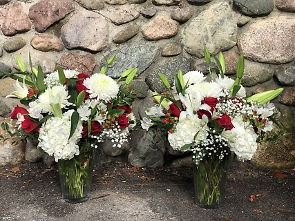 Red and White Vase Set