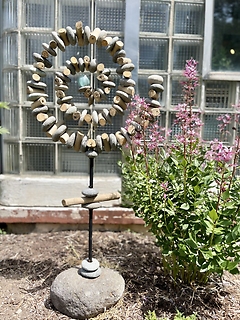 Spiral Garden Stand with Glass Ball