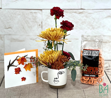 Abstract Face Mug Gift Set With Fall Quilling Card