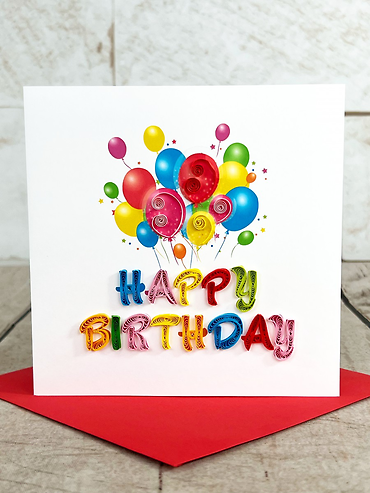 Red Happy Birthday Quilling Card