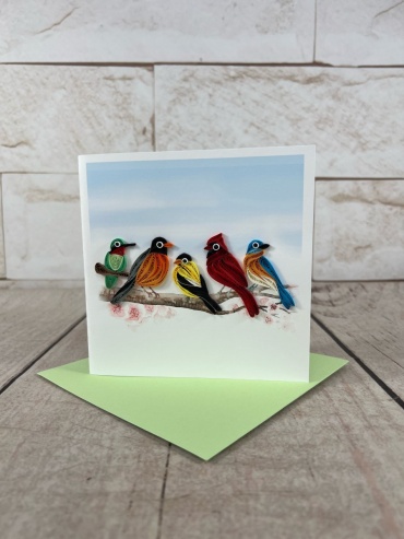 5 Birds Quilling Card